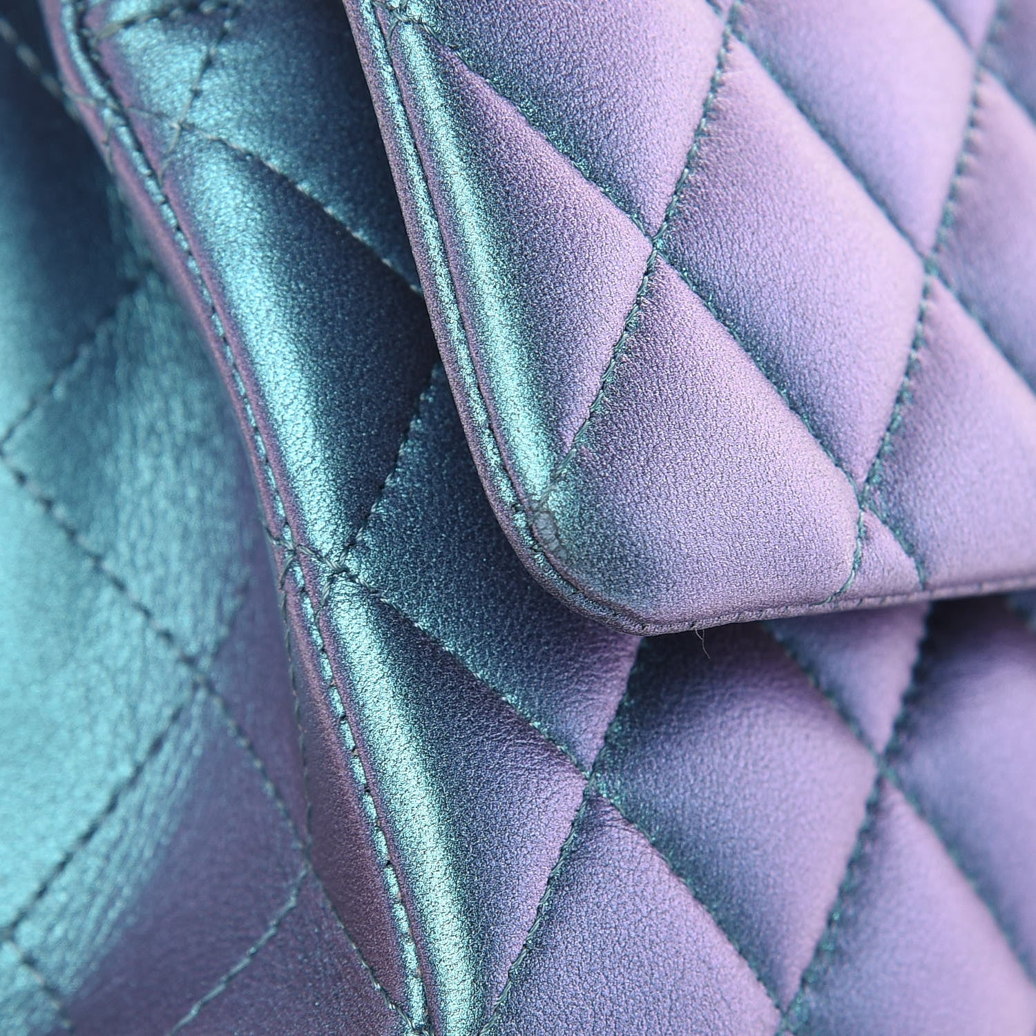Chanel Metallic Lambskin Quilted Medium Double Flap Turquoise 14 of 14