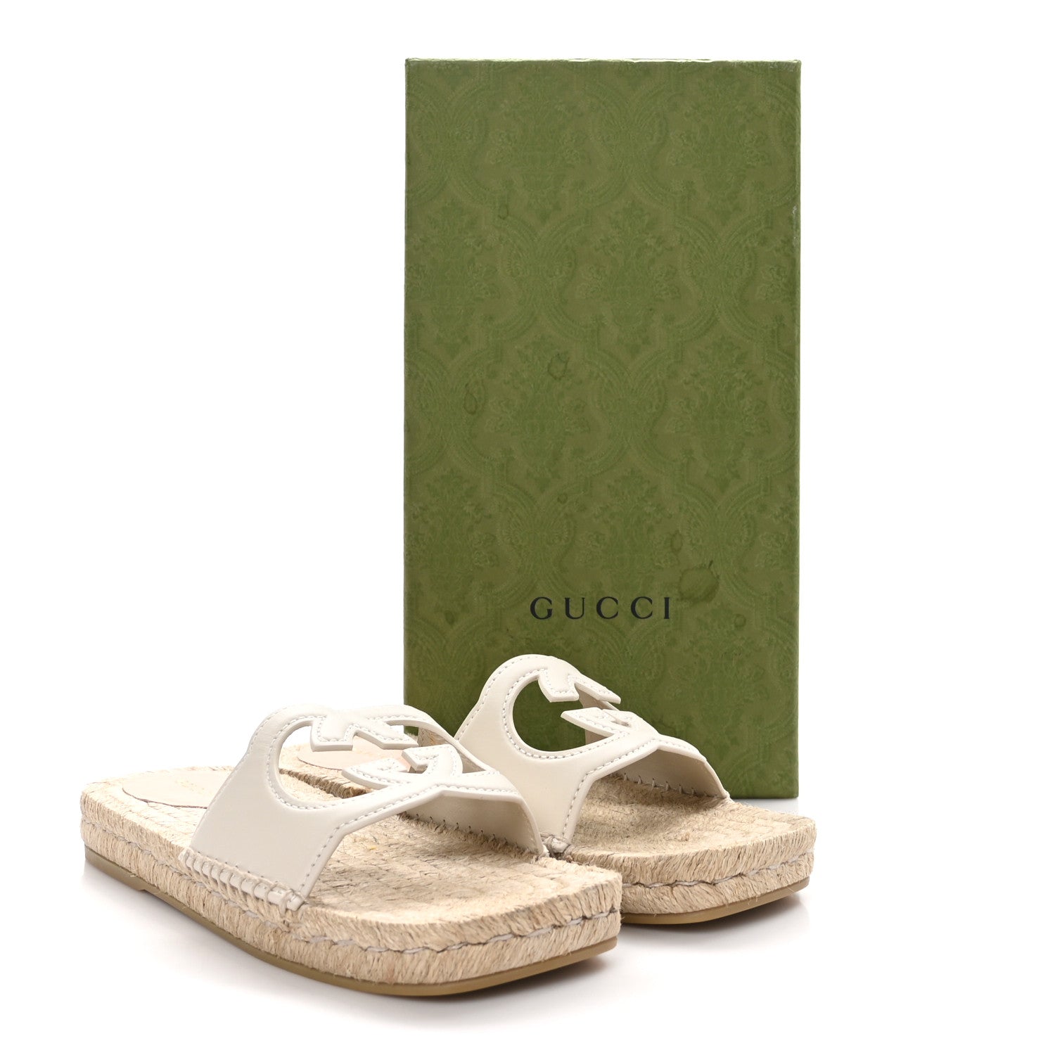 Gucci Nappa Interlocking G Espadrille Slide Sandals 38.5 Mystic White 9 of 9