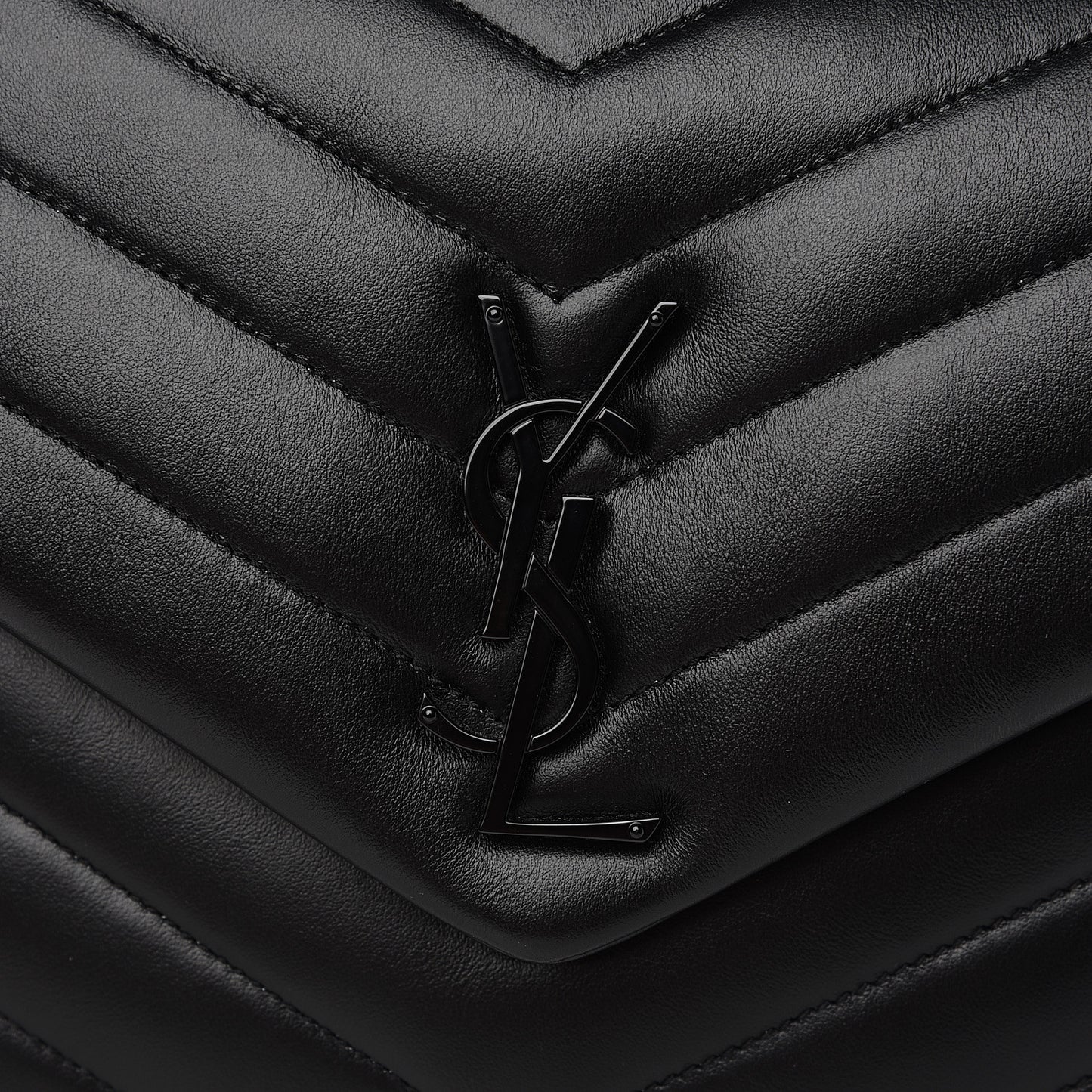 Calfskin Y Quilted Monogram Medium Loulou Chain Satchel Black