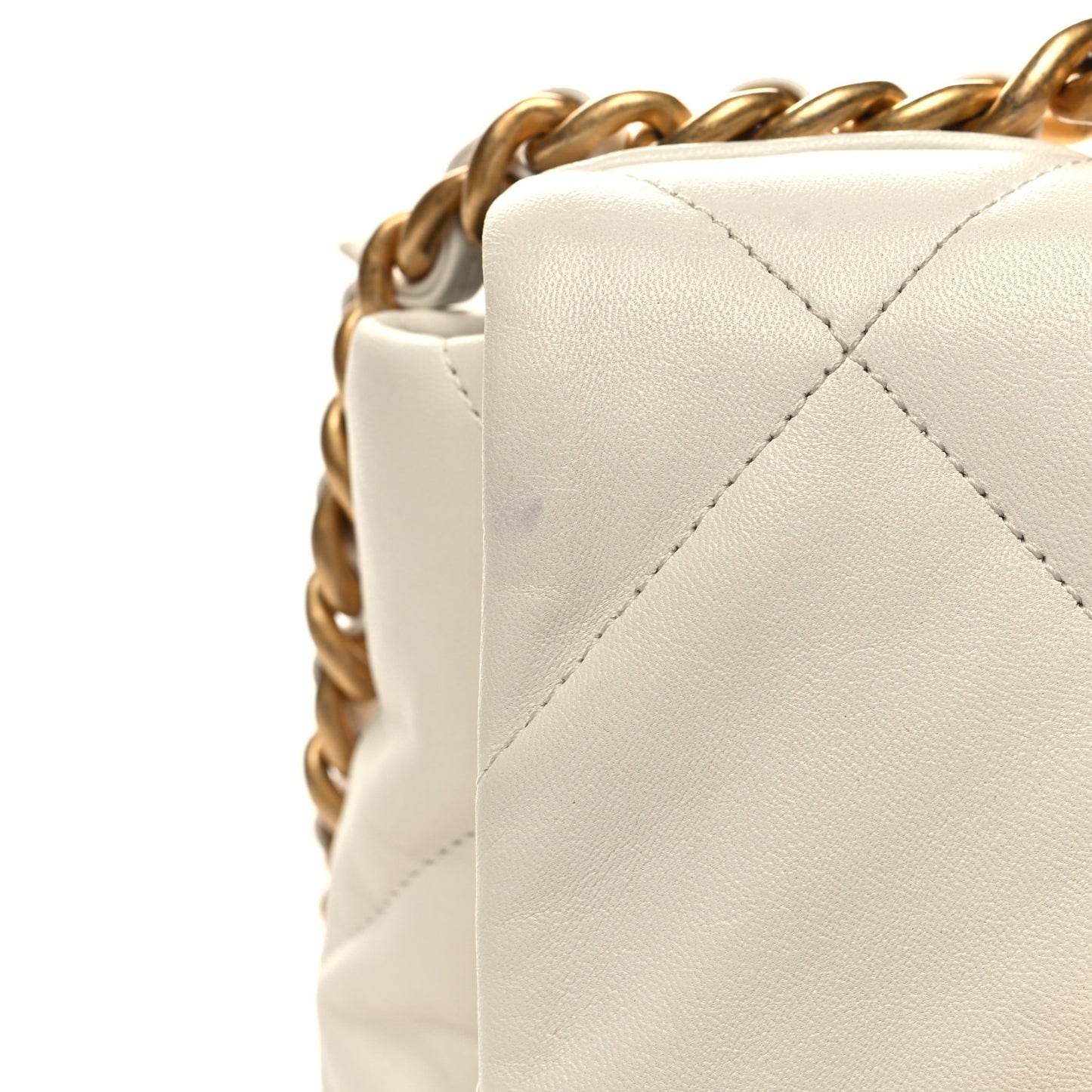 Lambskin Quilted Large Chanel 19 Flap White
