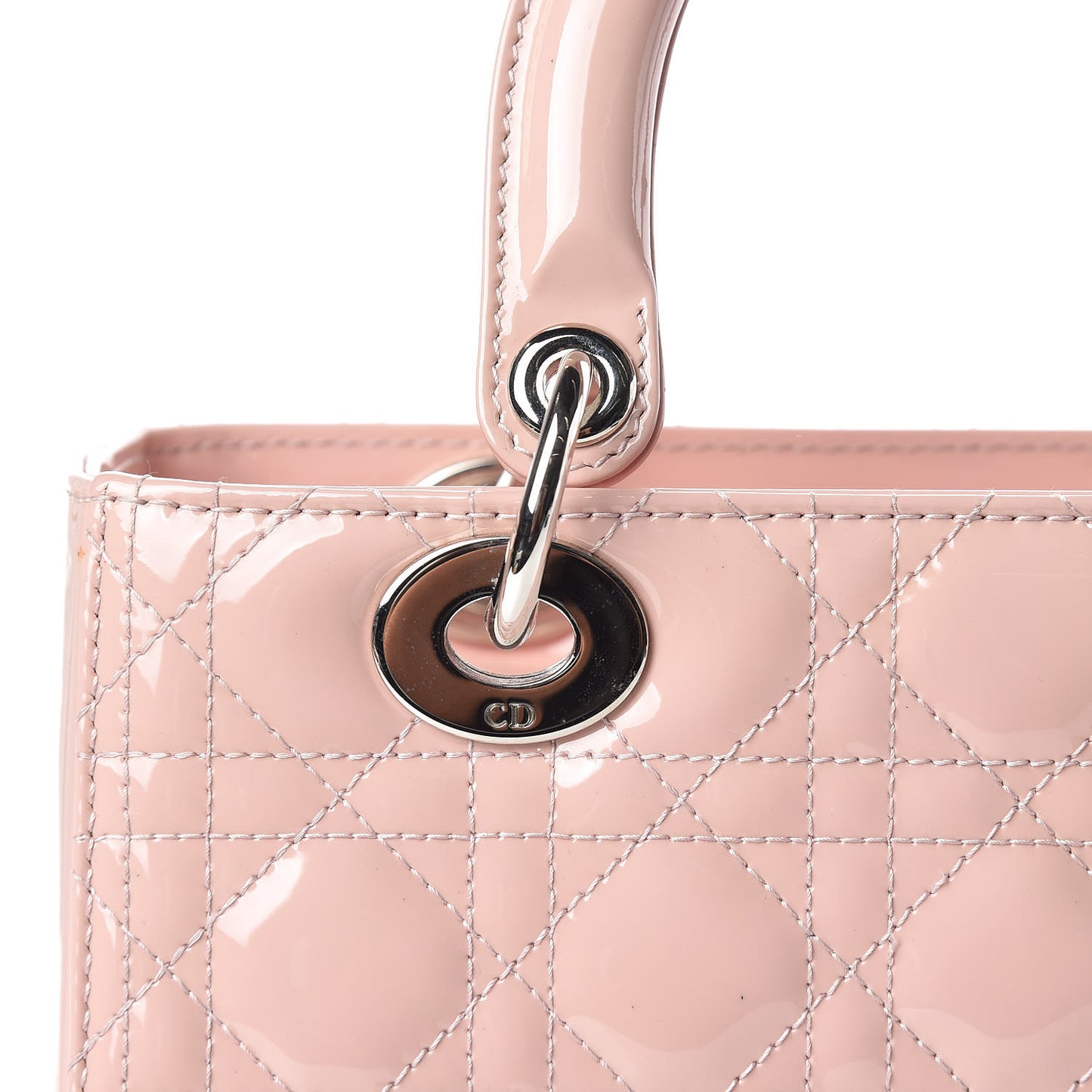 Patent Cannage Medium Lady Dior Rose Clair