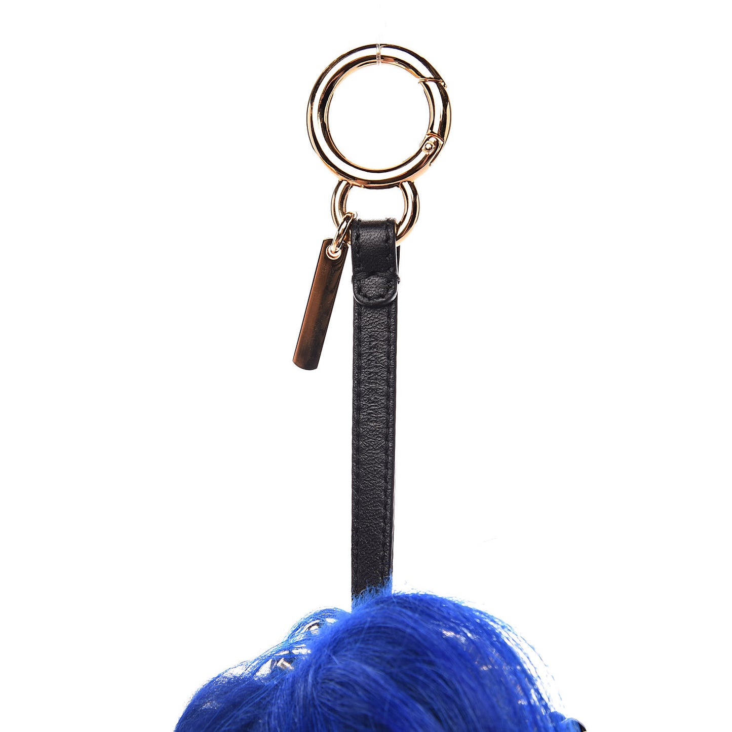 Shiny Nappa Goat Fox Fur Studded Punkito Karlito Bag Charm White Black Blue Neon