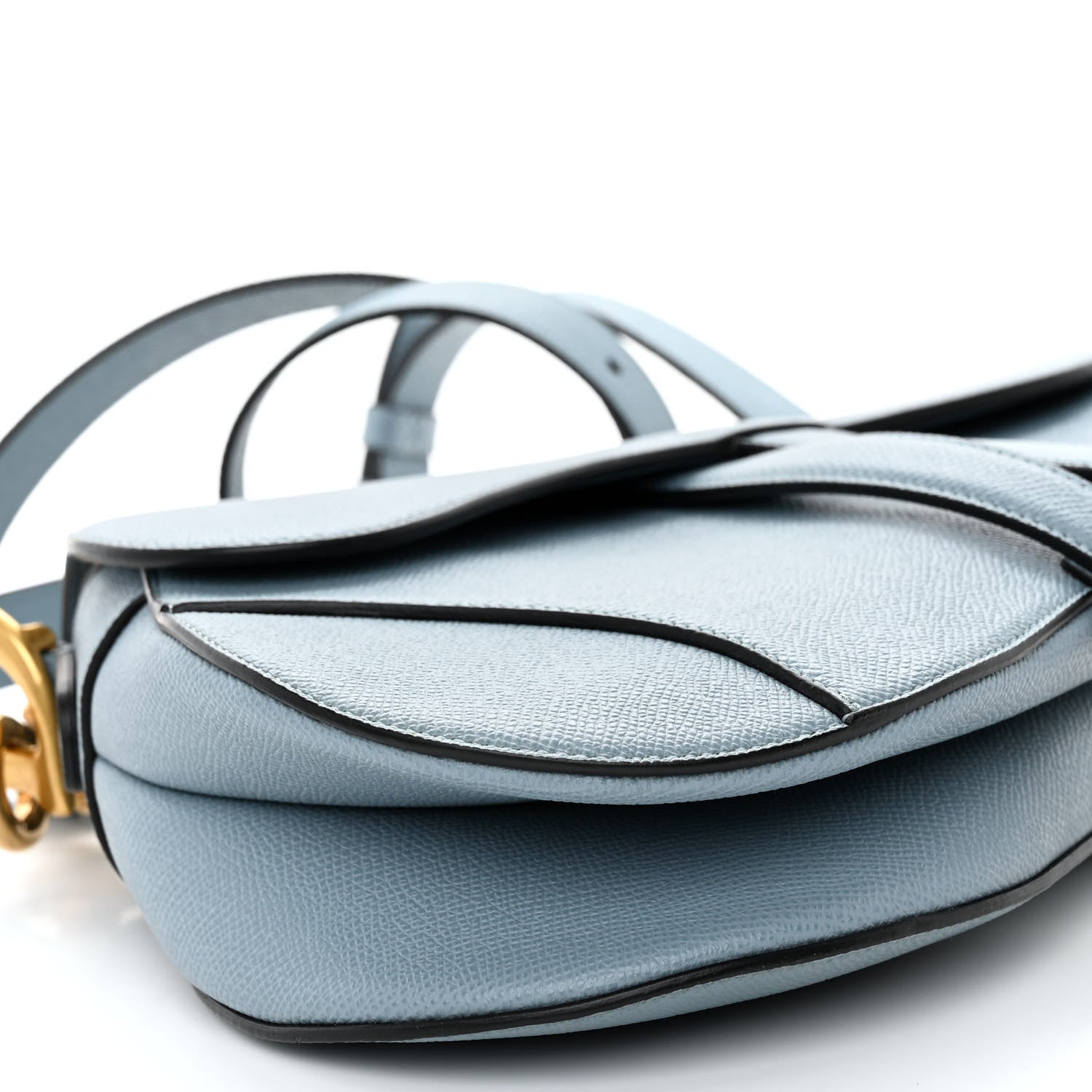 Christian Dior Grained Calfskin Saddle Bag With Strap Horizon Blue 8 of 9