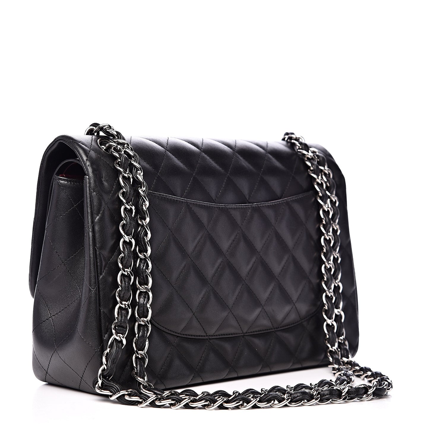 Lambskin Quilted Jumbo Double Flap Black