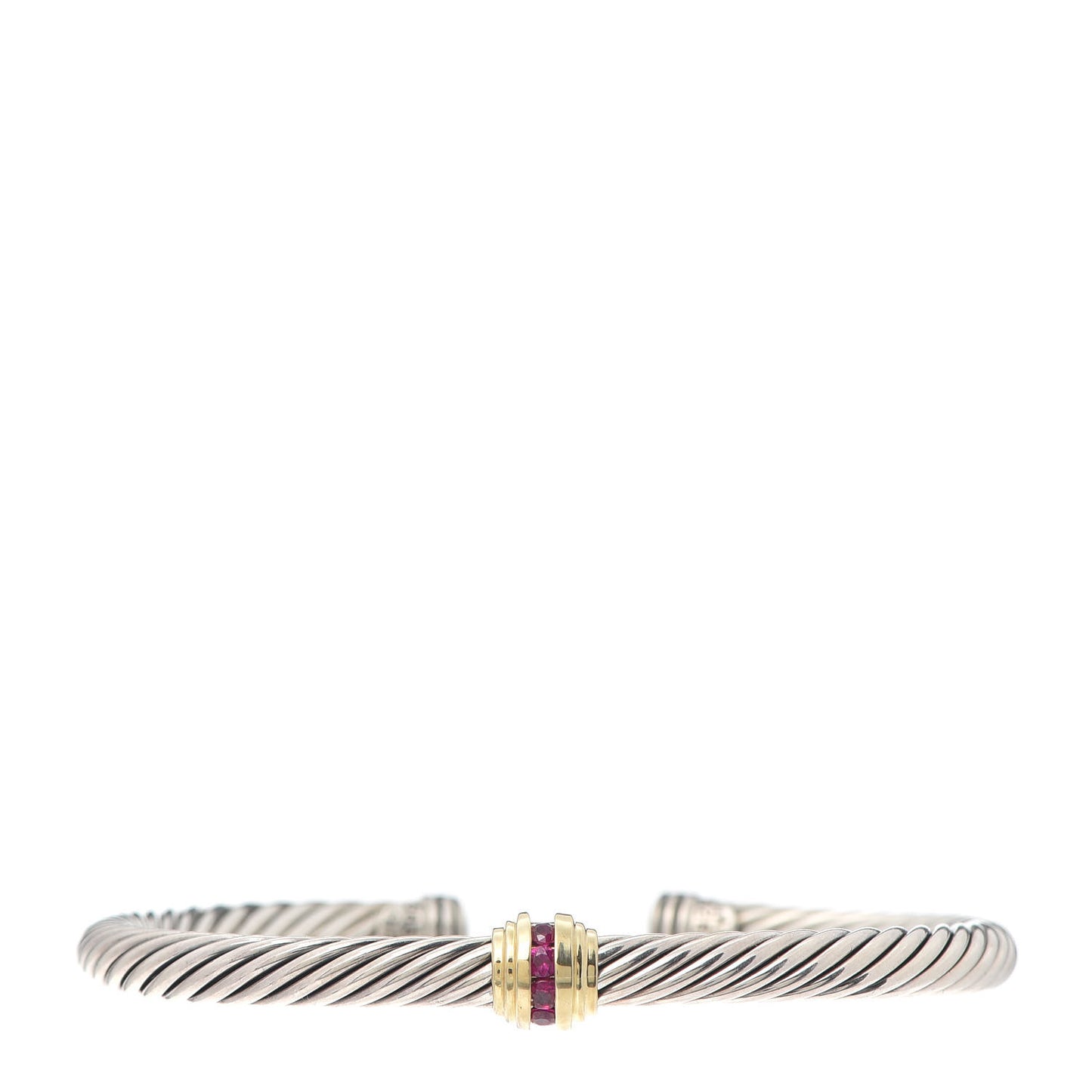 Sterling Silver 14K Yellow Gold Ruby 5mm Cable Classics Single Station Bracelet