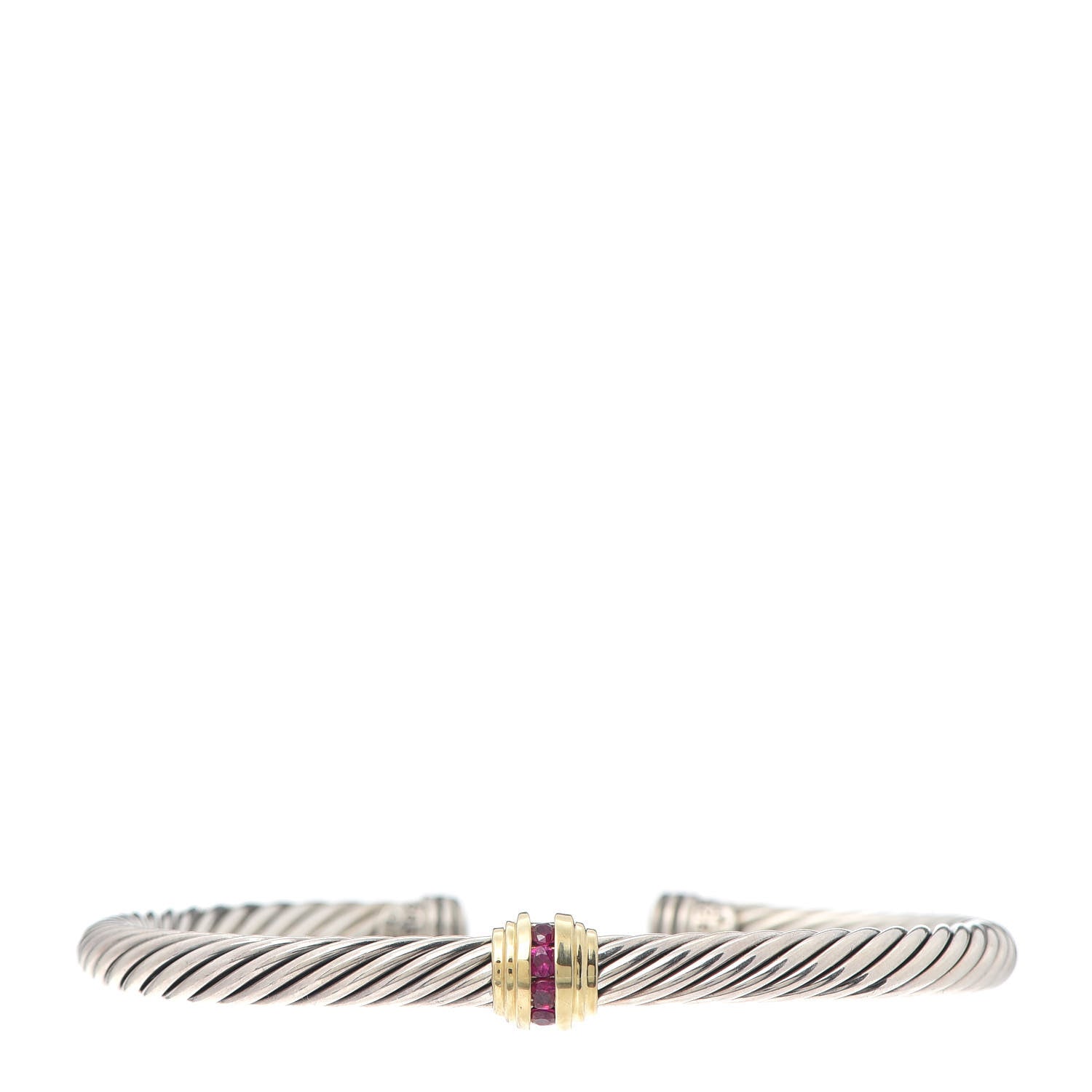 David Yurman Sterling Silver 14K Yellow Gold Ruby 5mm Cable Classics Single Station Bracelet 1 of 4