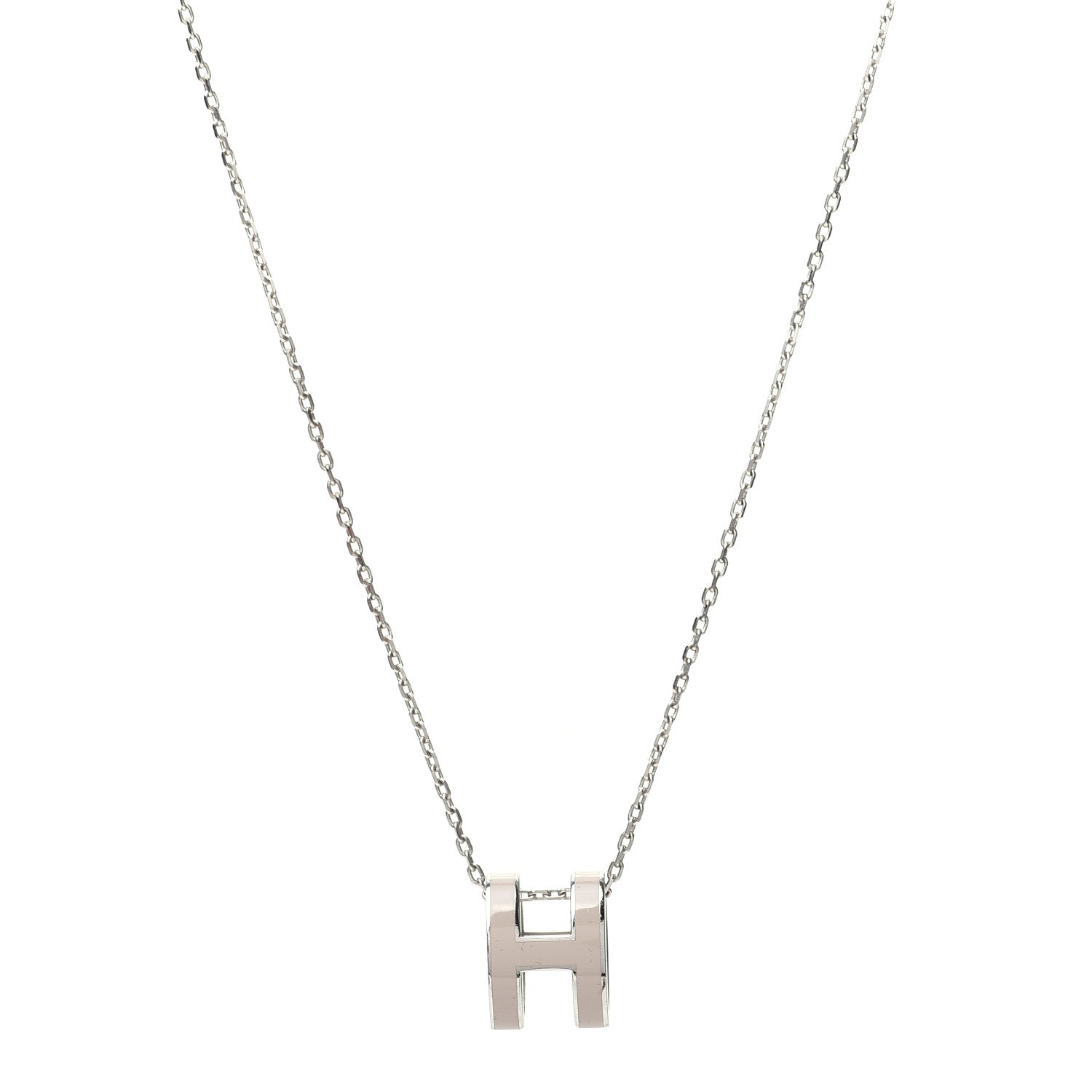 Hermes Lacquered Palladium Pop H Pendant Necklace Marron Glace 1 of 6