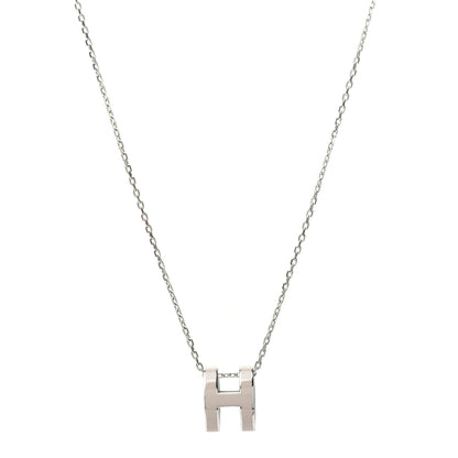 Hermes Lacquered Palladium Pop H Pendant Necklace Marron Glace 1 of 6