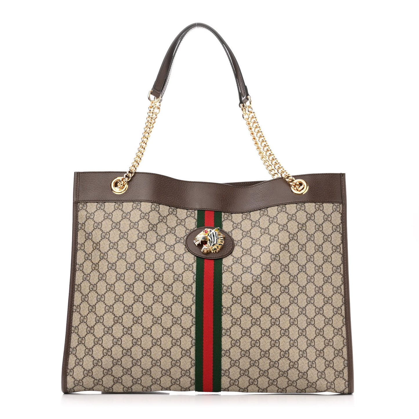 GG Supreme Monogram Large Rajah Chain Tote Beige New Acero