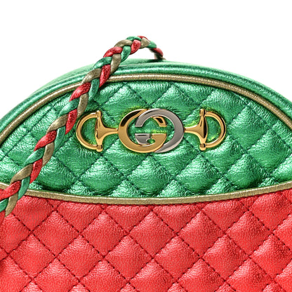 Gucci Laminated Nappa Trapuntata Mini Zumi Dome Shoulder Bag Rosso Jasmine Green Rame 8 of 10