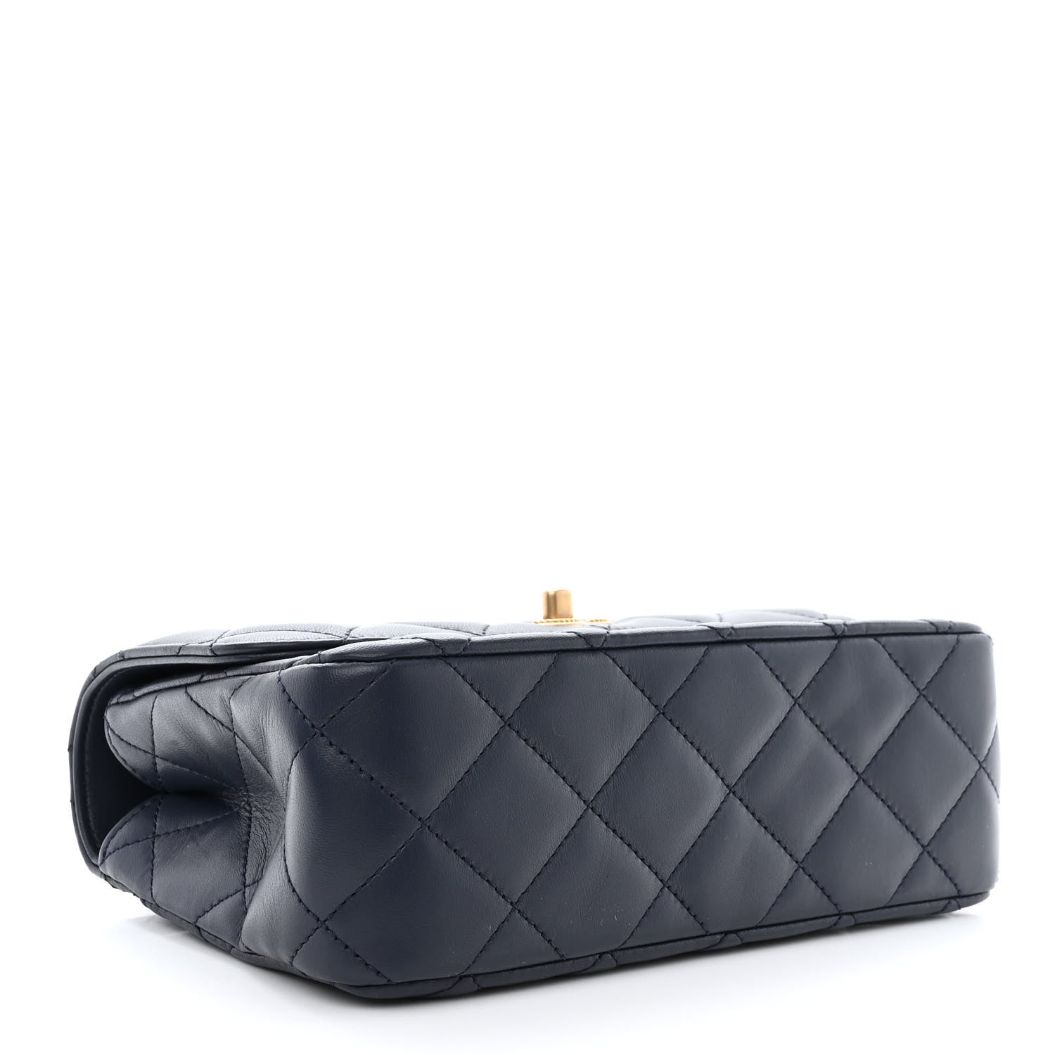 Chanel Lambskin Metal Quilted Twist Top Handle Flap With Chain Blue 4 of 11