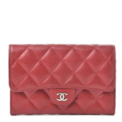 Chanel Pearly Caviar Quilted Medium Flap Wallet Red 1 of 9
