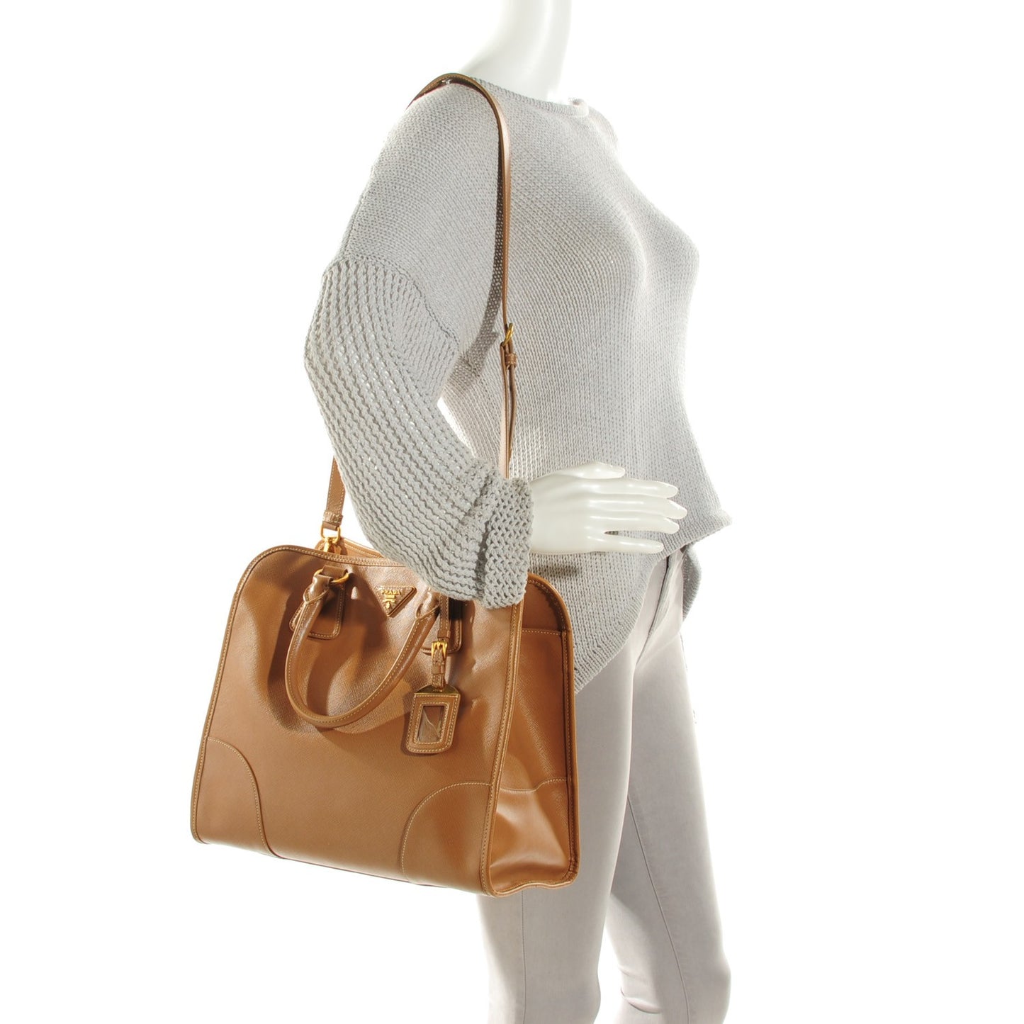 Saffiano Lux Shopping Tote Caramel