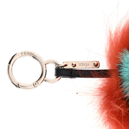 Fendi Fox Mink Rabbit Fur Vitello Dolce Blueminous Monster Bag Bug Charm Rust Turquoise 4 of 5