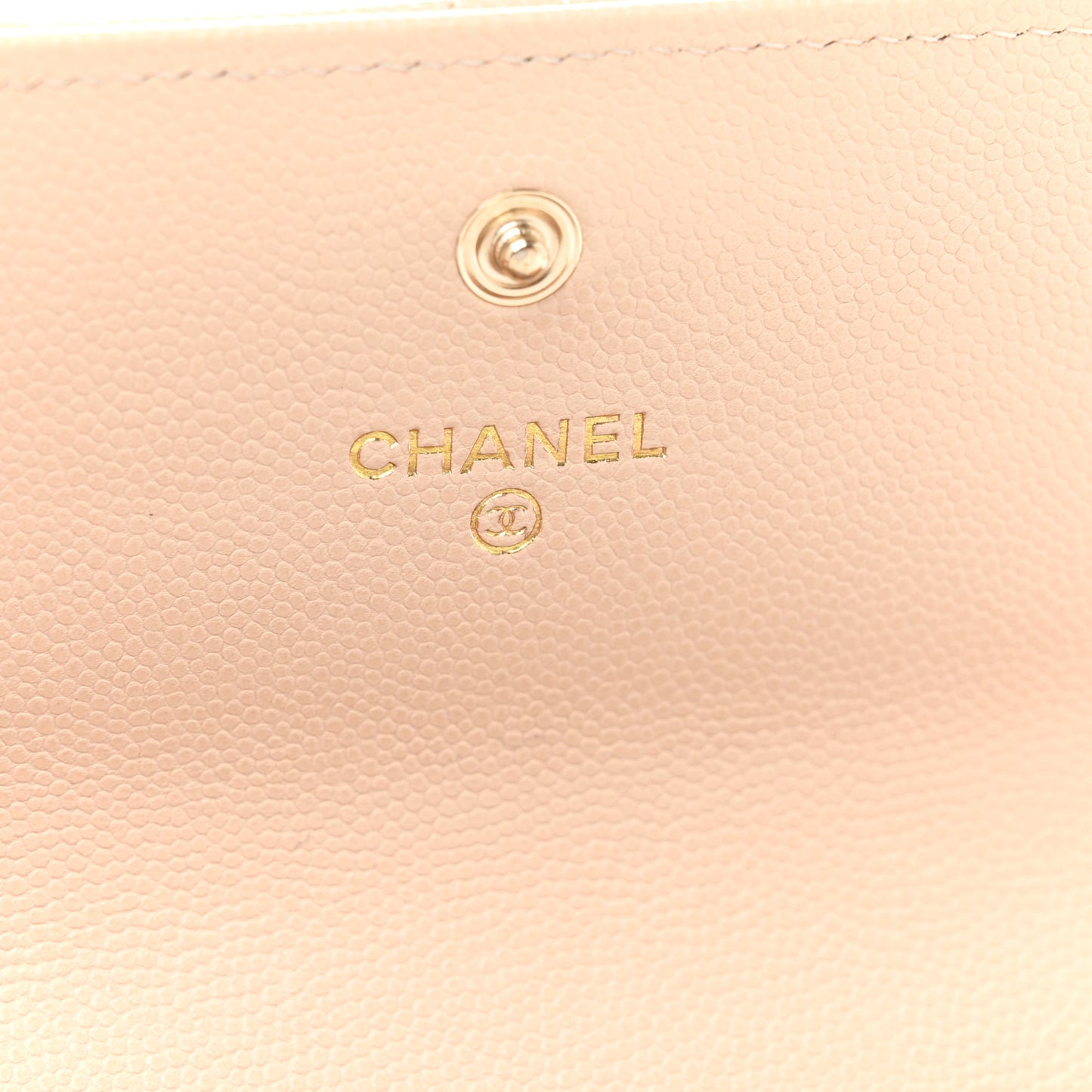 Caviar Pearl Quilted Coco Candy Wallet Beige