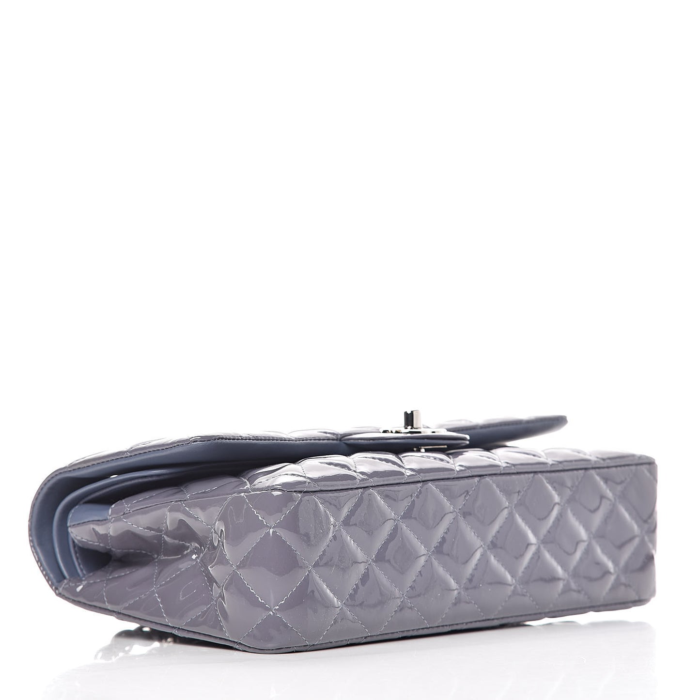 Patent Calfskin Quilted Medium Double Flap Light Purple