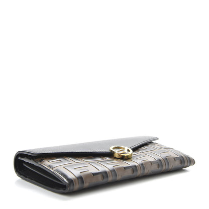 Fendi Vitello Cruise F is Fendi Bi-Color FF 1974 Embossed Continental Envelope Wallet Maya Black 4 of 7