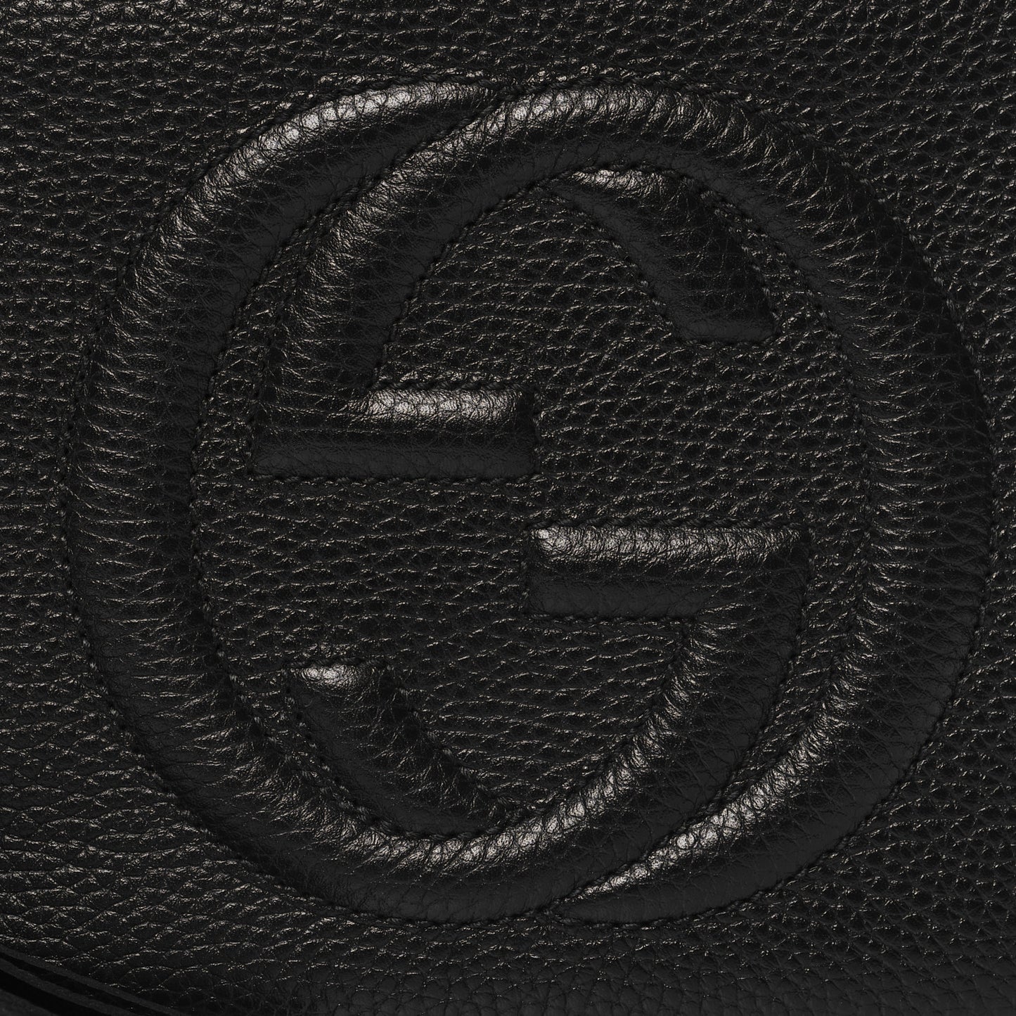 Pebbled Calfskin Small Soho Disco Bag Black