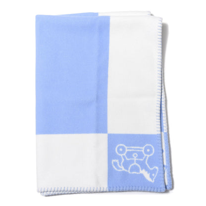 Hermes Wool Cashmere Adada Avalon Baby Blanket Blue Glacier 2 of 4