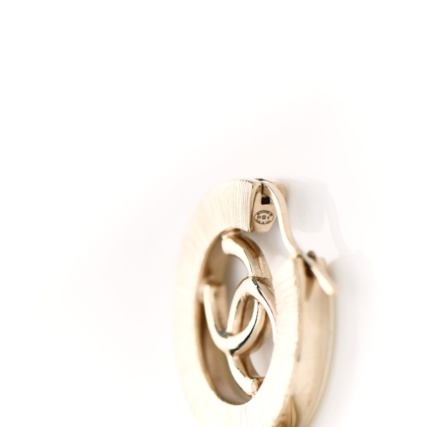 Metal Crystal Strass CC Hoop Earrings Gold