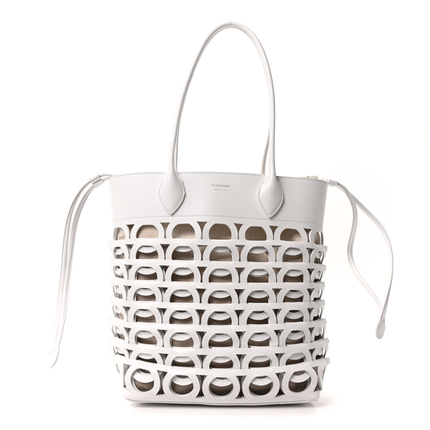 Salvatore Ferragamo Calfskin Perforated Medium Gancini Tote Bag