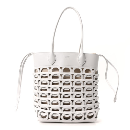 Salvatore Ferragamo Calfskin Perforated Medium Gancini Tote Bag Optic White 2 of 19
