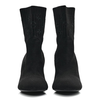 Louis Vuitton Monogram Stretch Fabric Silhouette Ankle Boots 38 Black 2 of 7