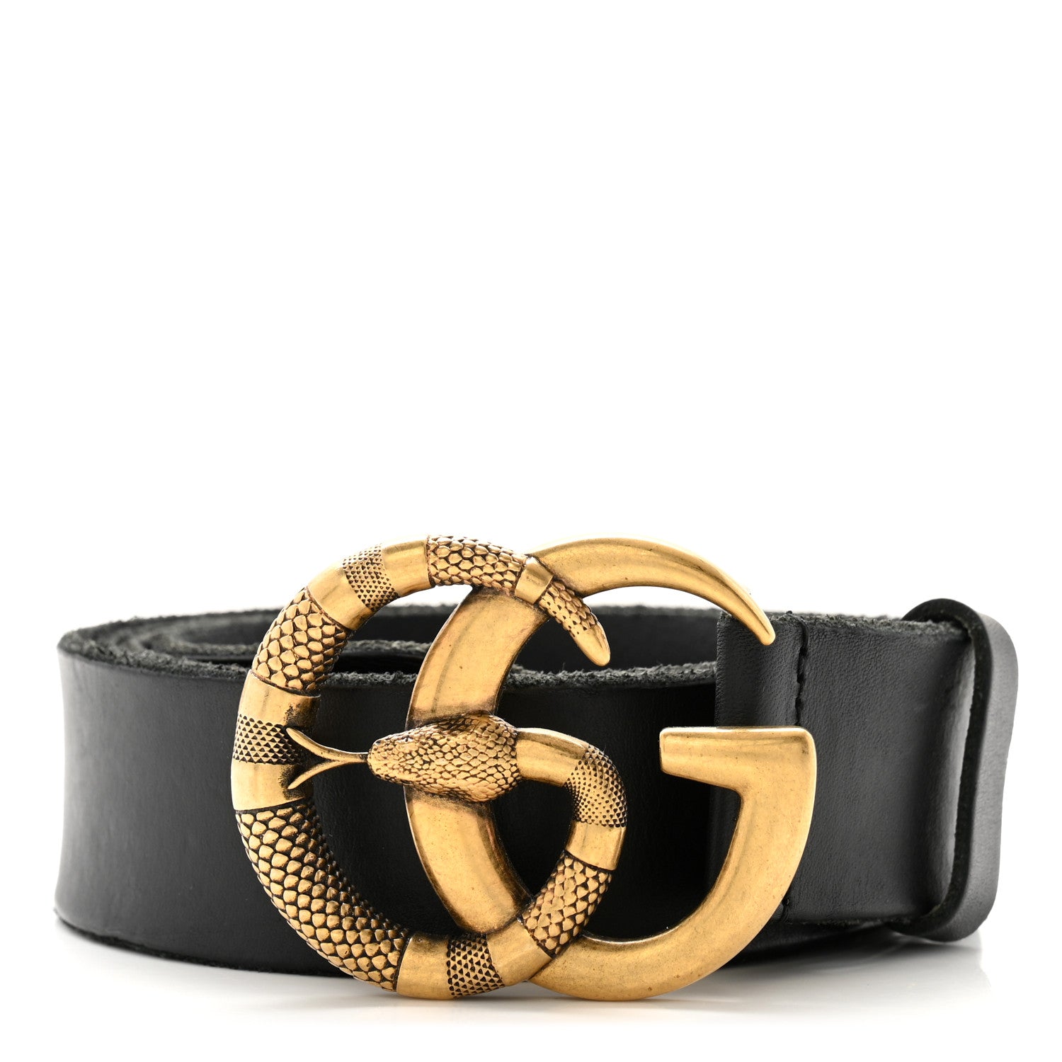 Gucci Faded Calfskin Snake Double G 40mm Belt 115 46 Black 1 of 6