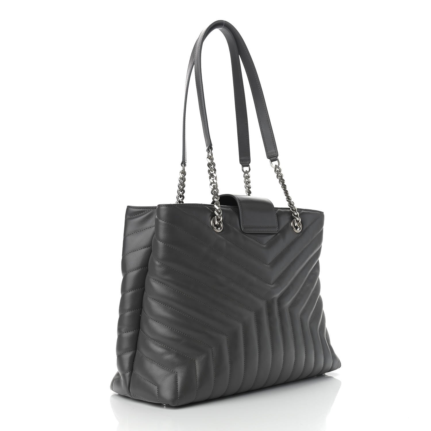 Saint Laurent Calfskin Y Quilted Monogram Large Loulou Shopper Storm 3 of 13