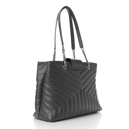 Saint Laurent Calfskin Y Quilted Monogram Large Loulou Shopper Storm 3 of 13