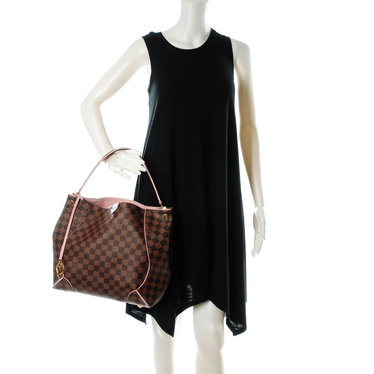 Louis Vuitton Damier Ebene Caissa Hobo Rose Ballerine 2 of 7