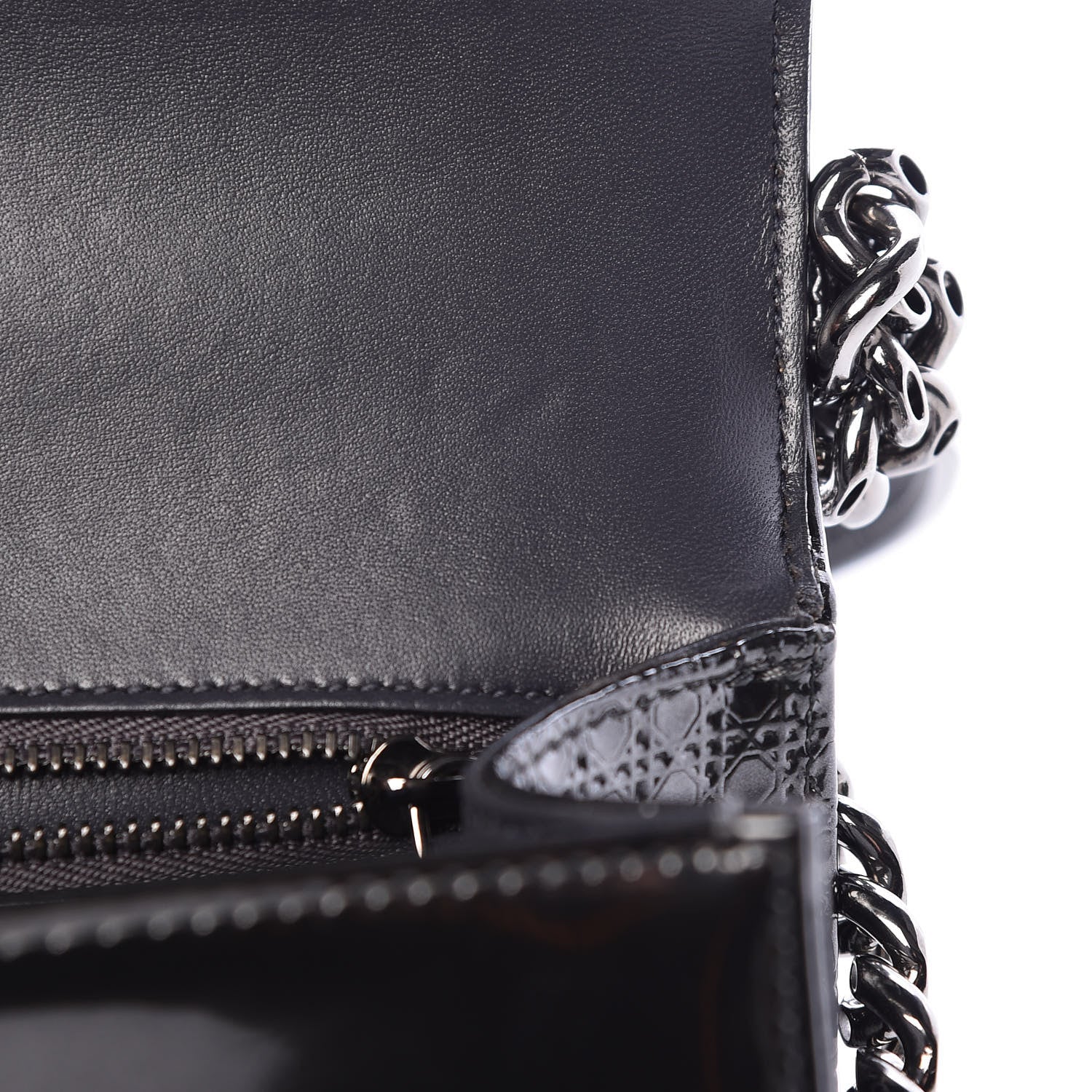 Christian Dior Metallic Patent Micro-Cannage Small Diorama Flap Bag Onyx Black 10 of 13