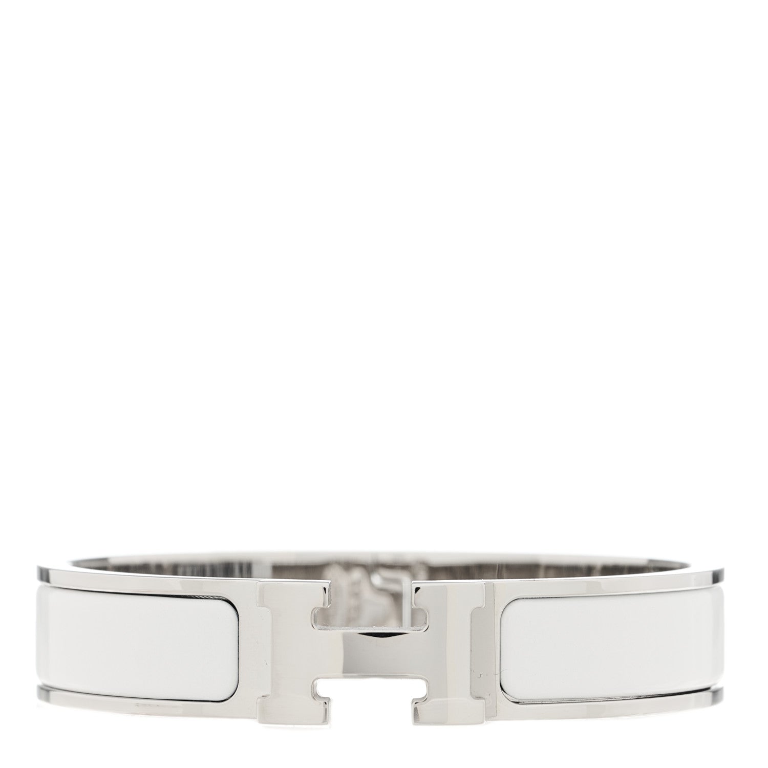 Hermes Enamel Narrow Clic Clac H Bracelet PM White 1 of 5