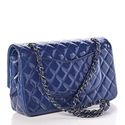 Chanel Patent Quilted Medium Double Flap Blue 3 of 14
