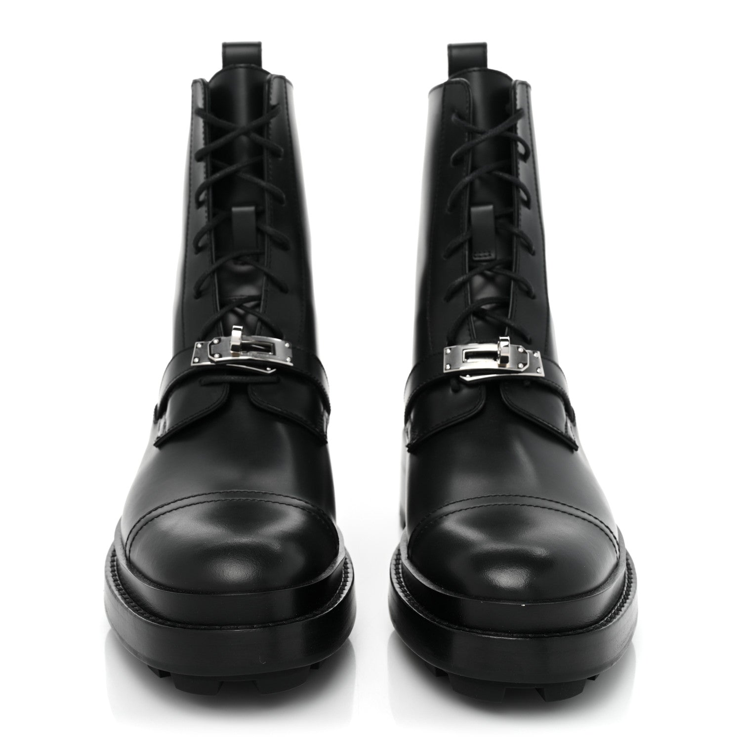 Hermes Glossed Calfskin Funk Ankle Boots 37.5 Black 2 of 11