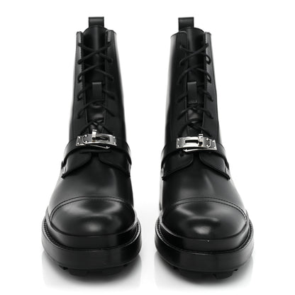 Hermes Glossed Calfskin Funk Ankle Boots 37.5 Black 2 of 11
