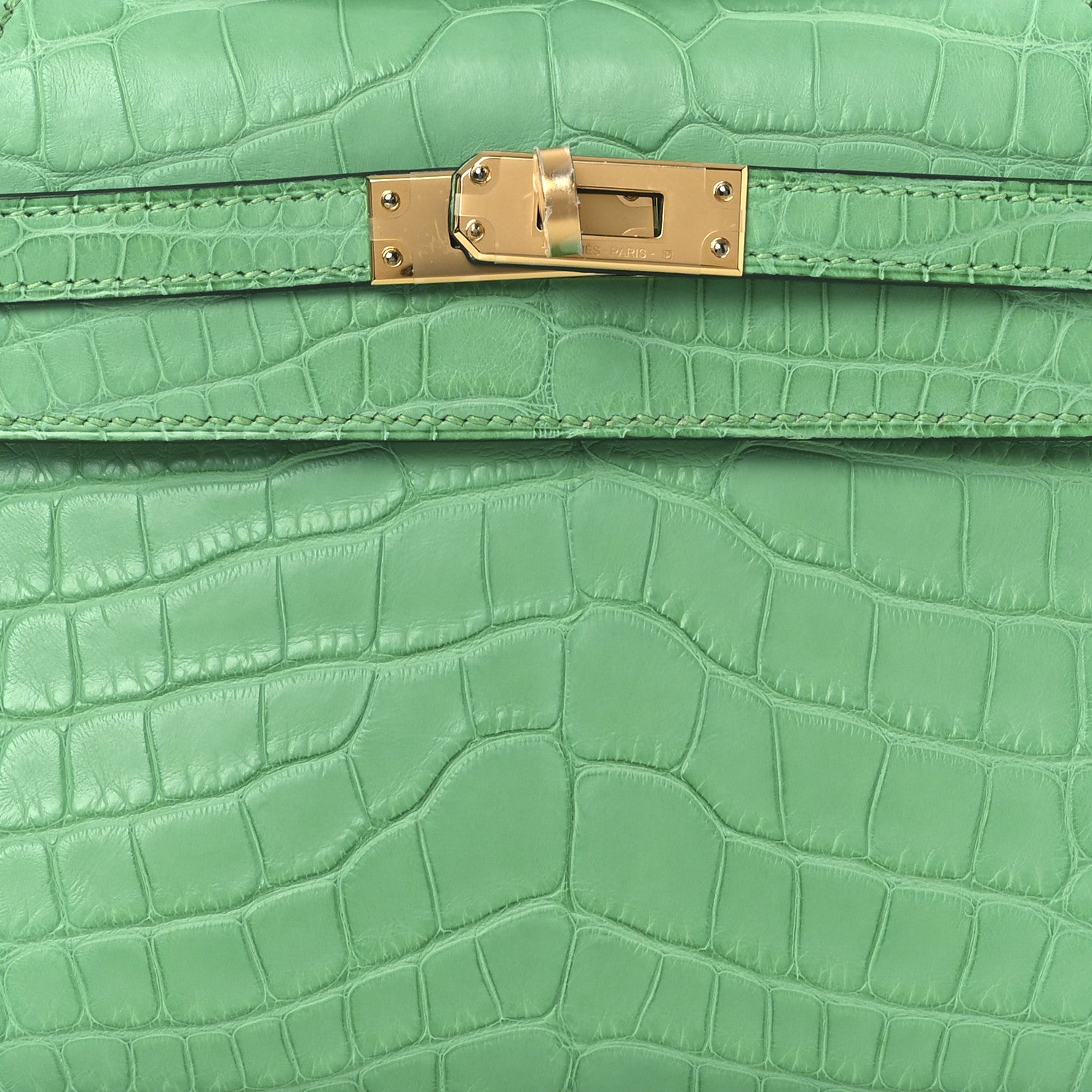 Hermes Matte Alligator Kelly Pochette Vert Comics 8 of 12