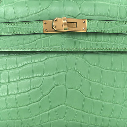 Hermes Matte Alligator Kelly Pochette Vert Comics 8 of 12