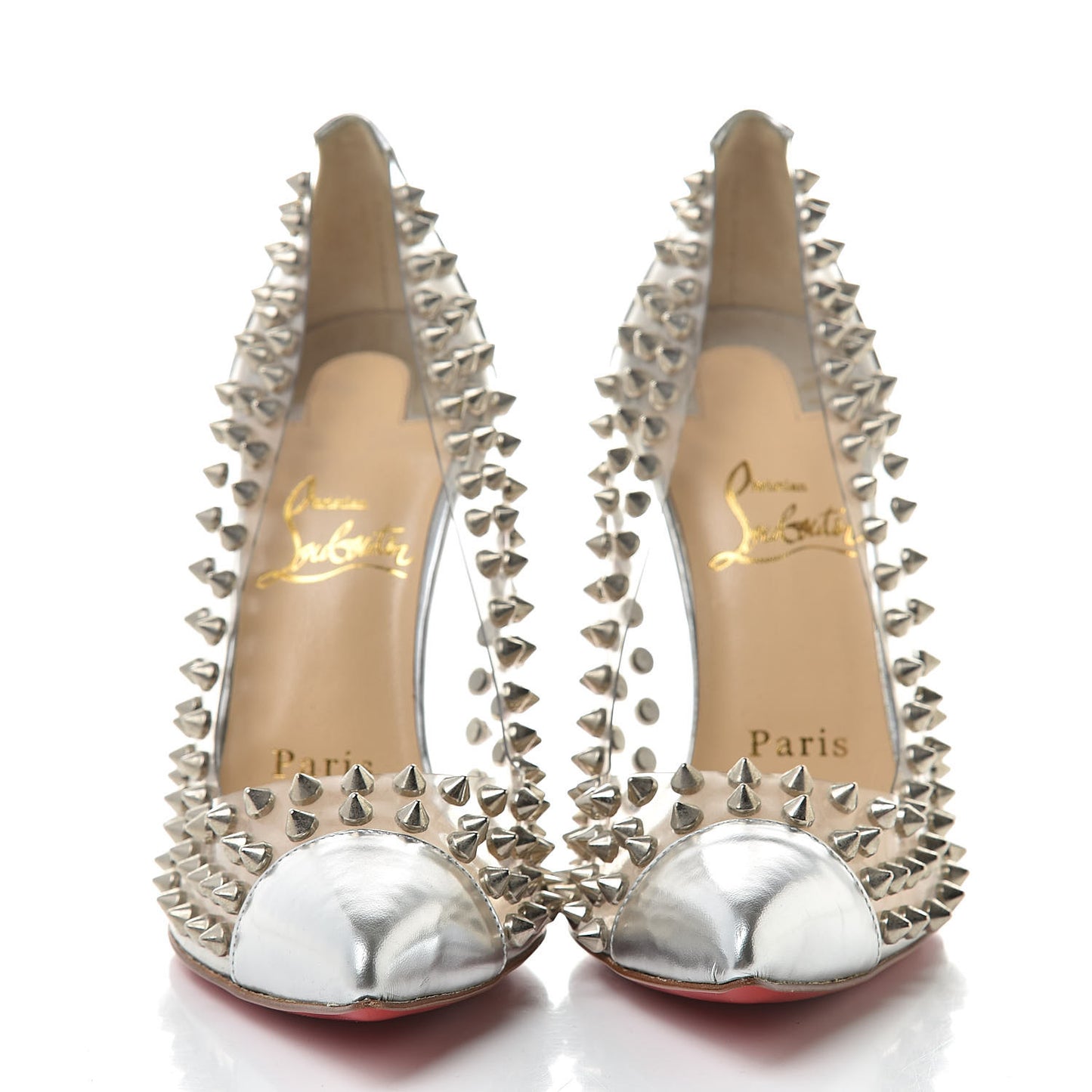 PVC Metallic Gloss Spike Me 100 Pumps 36.5 Silver