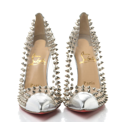 Christian Louboutin PVC Metallic Gloss Spike Me 100 Pumps 36.5 Silver 2 of 10