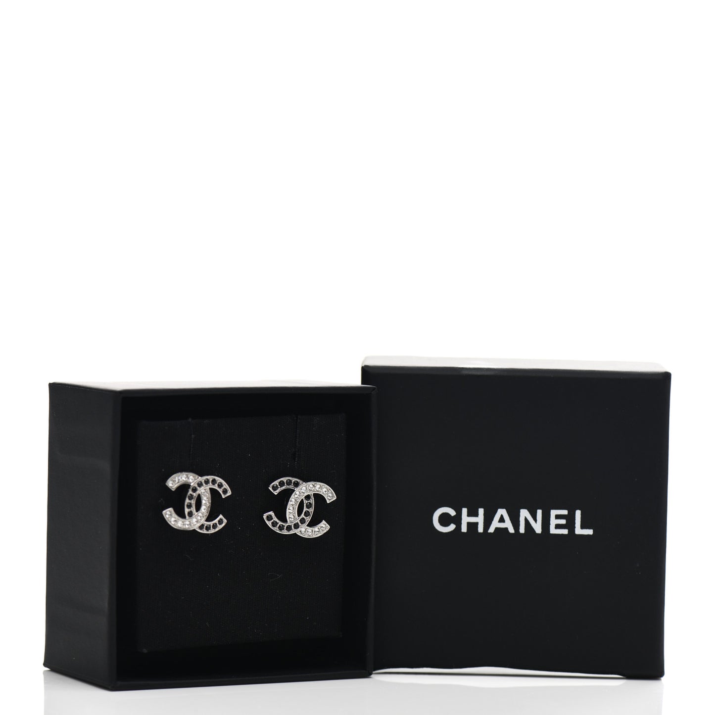 Crystal CC Earrings Silver Black