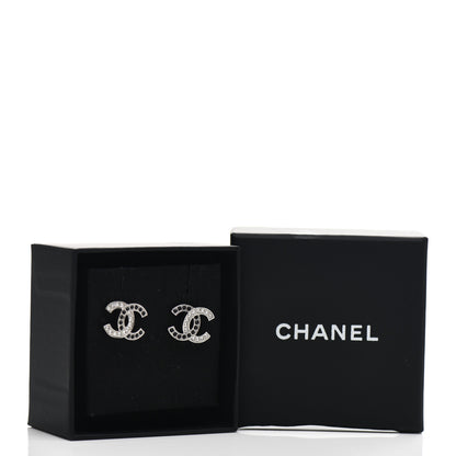 Chanel Crystal CC Earrings Silver Black 6 of 6