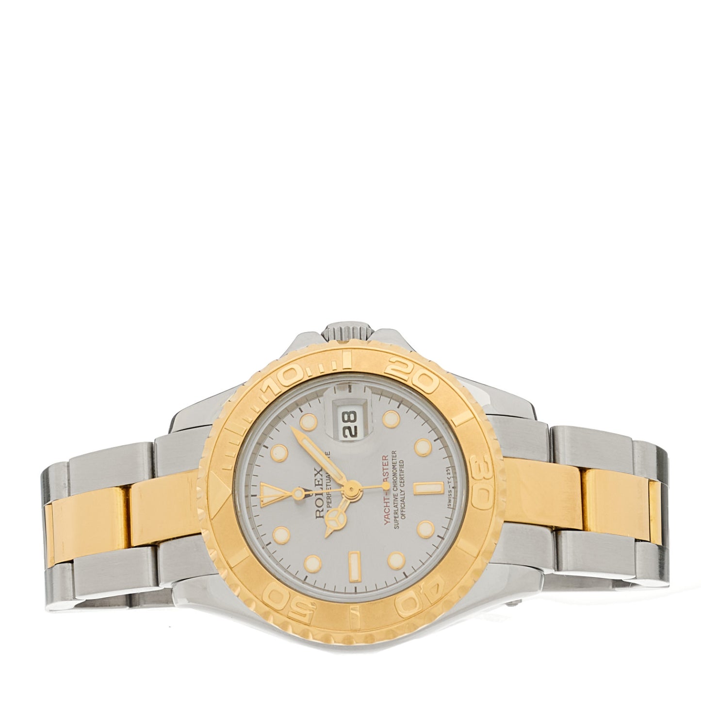 Stainless Steel 18K Yellow Gold 29mm Oyster Perpetual Date Yacht-Master Watch Silver 69623