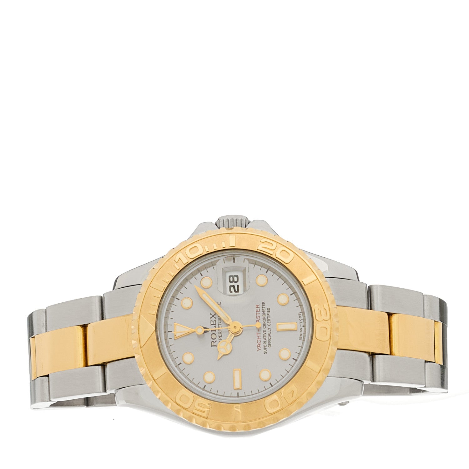 Rolex Stainless Steel 18K Yellow Gold 29mm Oyster Perpetual Date Yacht-Master Watch Silver 69623 2 of 5