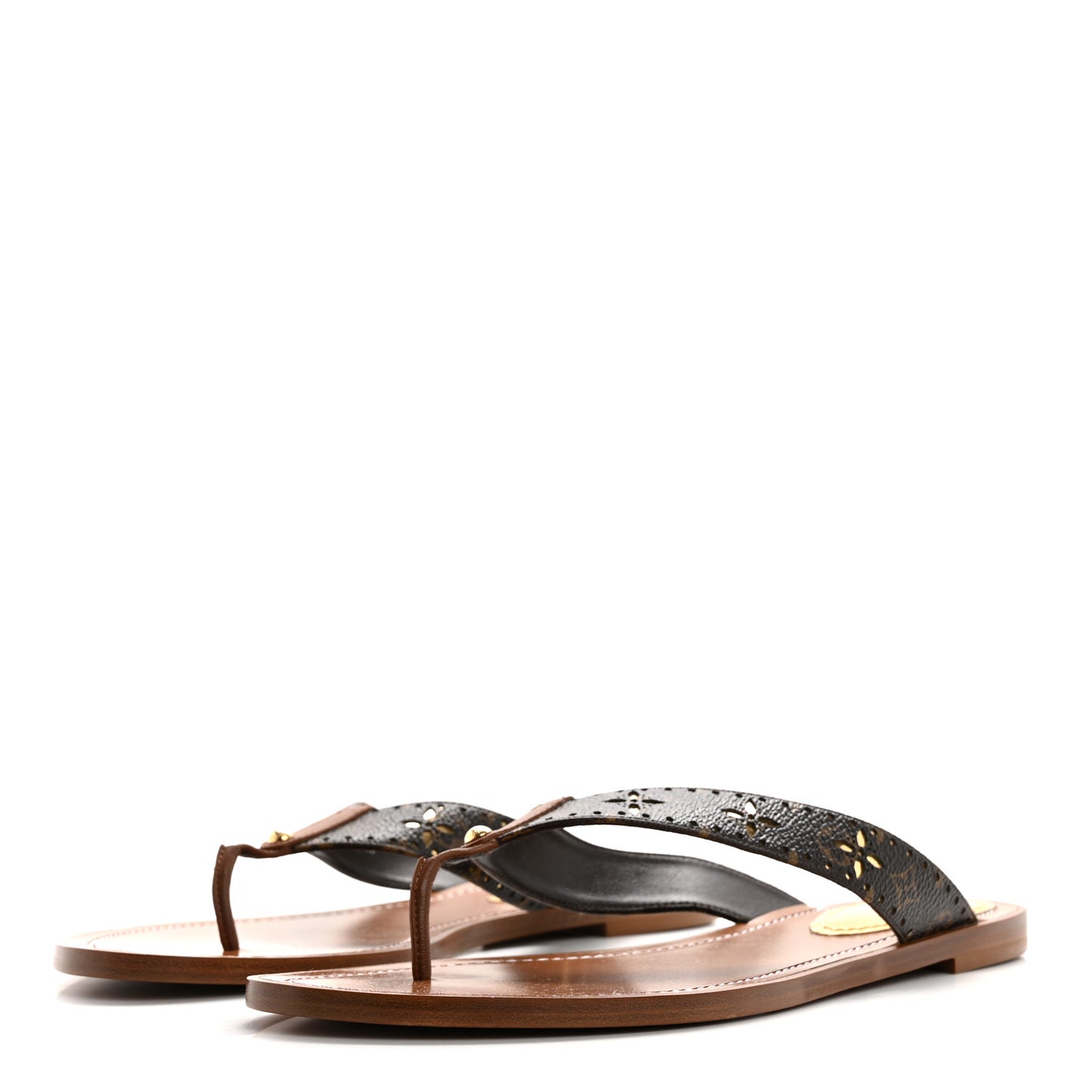 Monogram Sunny Flat Thong Sandals 40 Brown