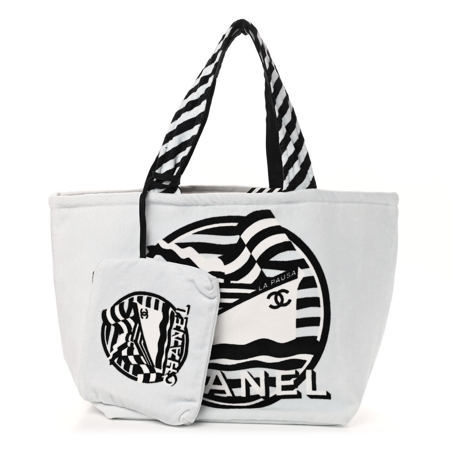Chanel Terry Cloth Cotton La Pausa Bay Reversible Beach Tote 1 of 12