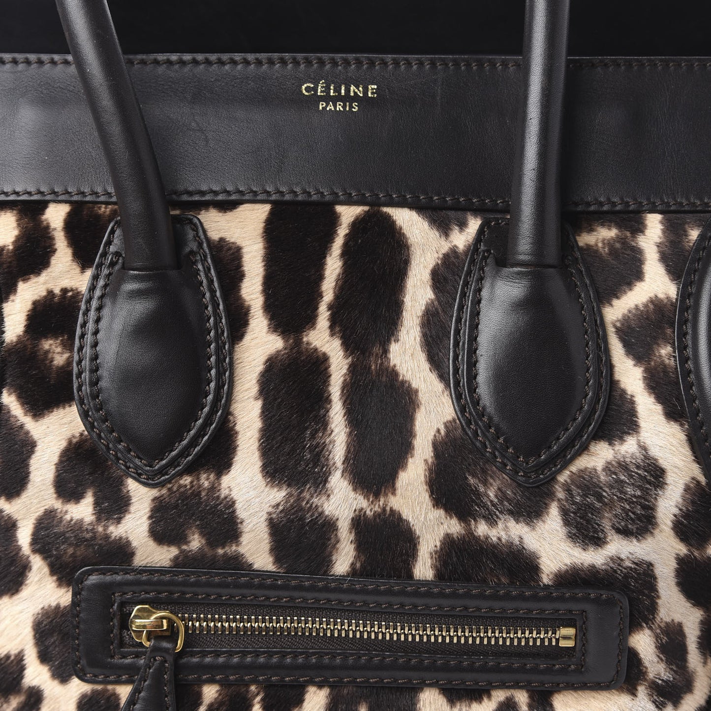 Leopard Pony Hair Mini Luggage Brown