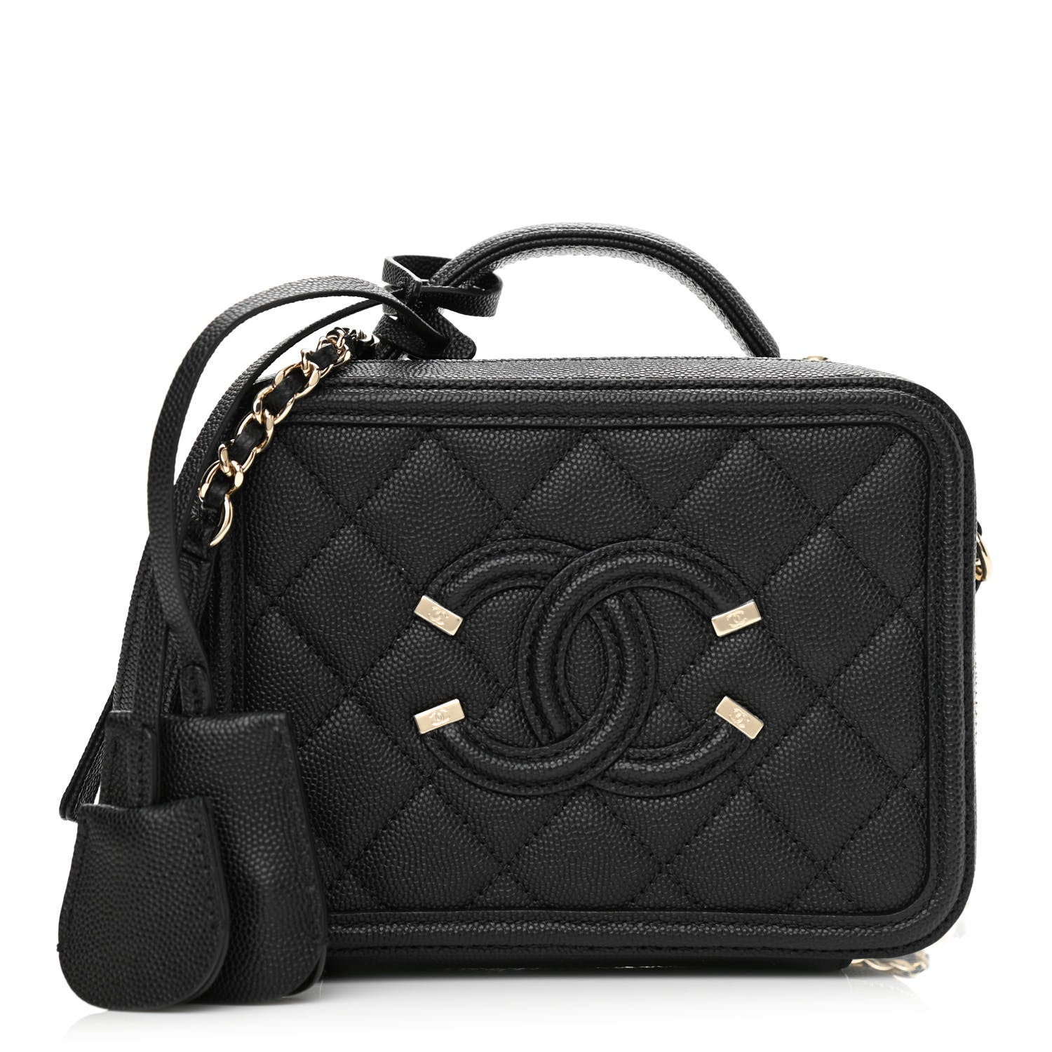 Chanel Caviar Quilted Small CC Filigree Vanity Case Black 1 of 10