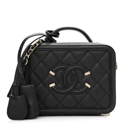 Chanel Caviar Quilted Small CC Filigree Vanity Case Black 1 of 10