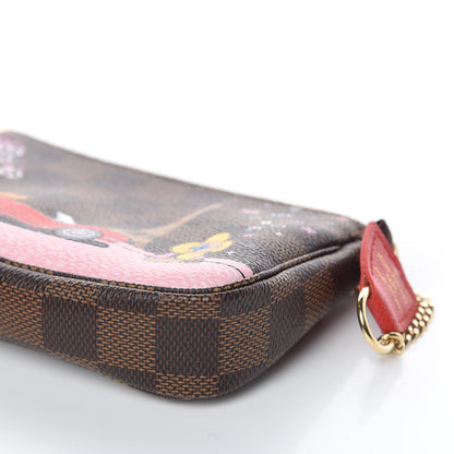 Louis Vuitton Damier Ebene 2019 Christmas Animation Mini Pochette Accessories Red 8 of 10